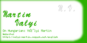 martin valyi business card